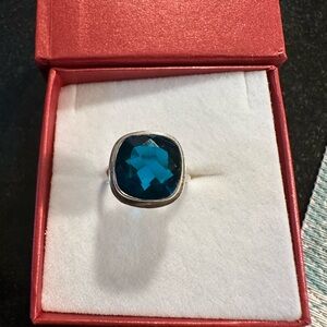 Elegant Silver Blue Gemstone Ring